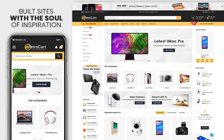 Metrocart The Electronics Gadgets eCommerce Premium Shopify Theme #167224