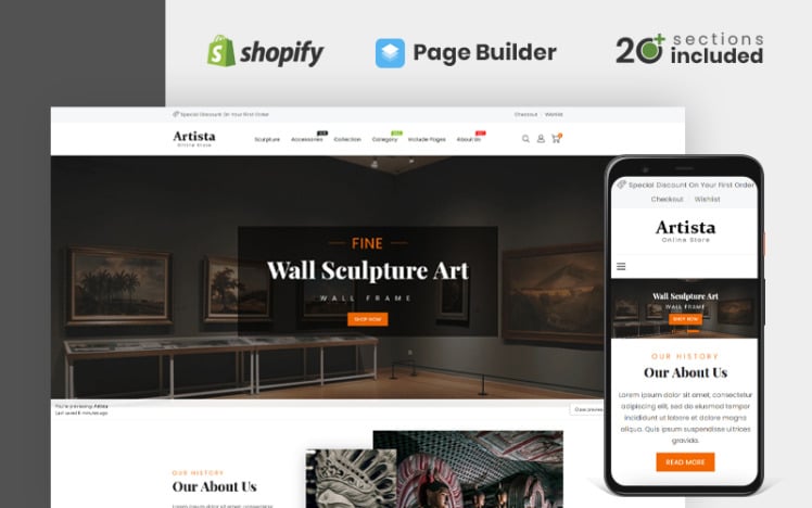 Artista Art Gallery Store Shopify Theme