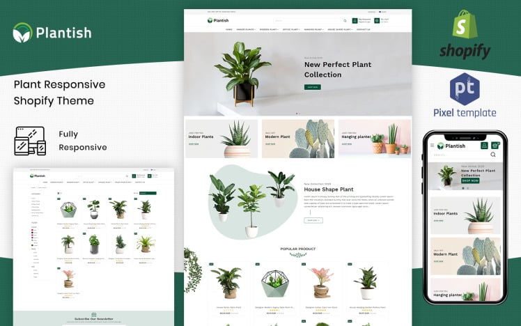 Plantish Gardening Houseplants Shopify Template #175840