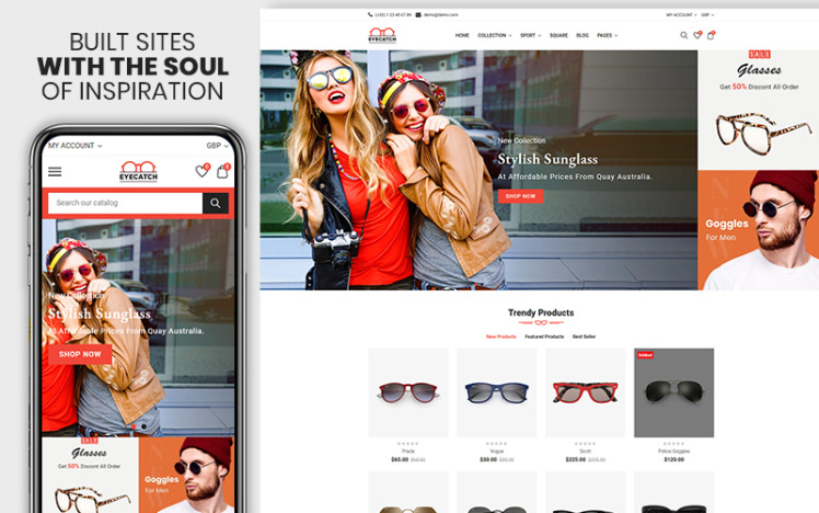 Eyecatch The Sunglass Fashion Premium Shopify Theme #178047