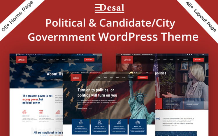 Desal Political amp CandidateCity Government WordPress Theme
