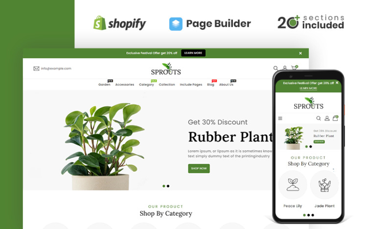 Sprouts Gardening Houseplants Shopify Theme #180578