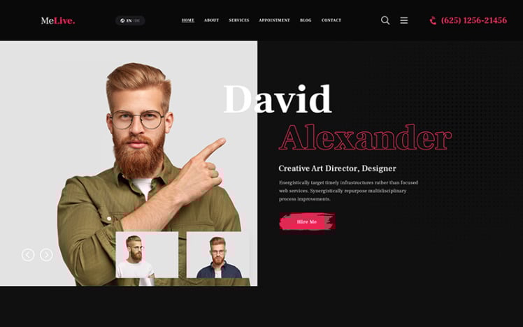 MeLive Personal Portfolio WordPress Theme