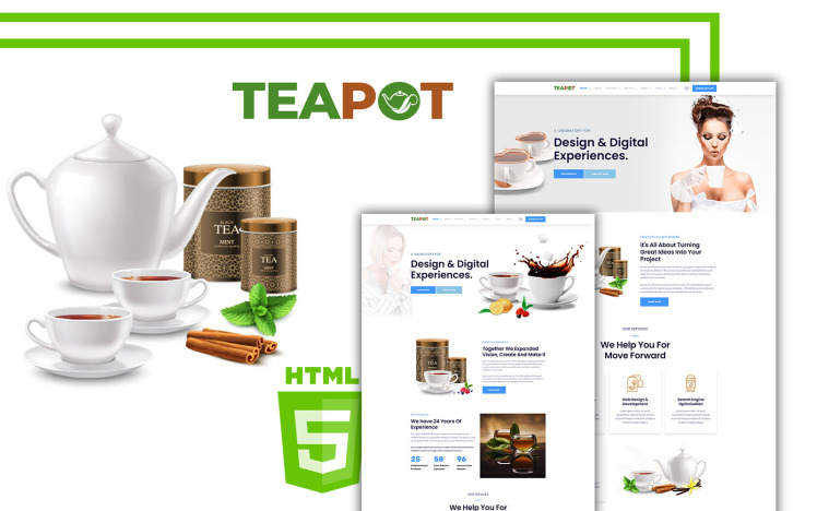 Html Tea Pot Teapoty - Tea & Herbs HTML Website Template #185163