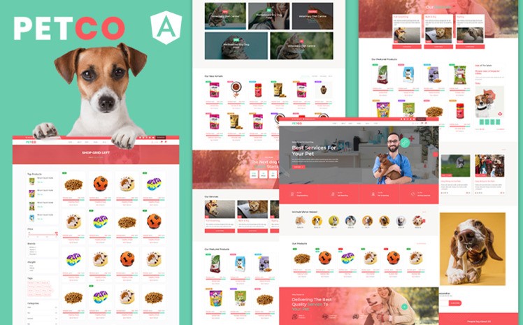 Petco | Pet Shelter and Animal Shop Angular JS Template #185414
