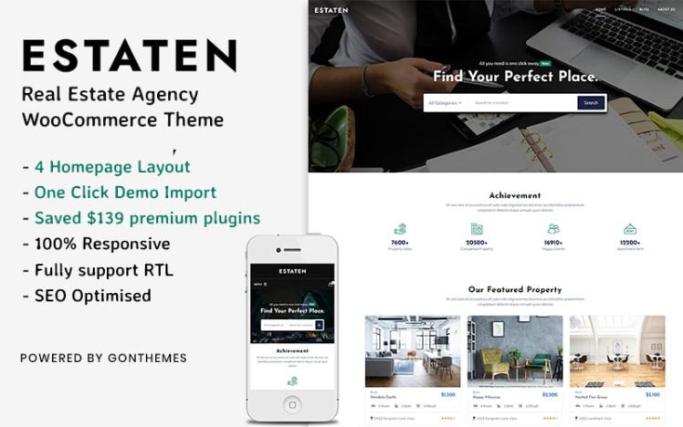 Estaten Real Estate Agency WooCommerceTheme