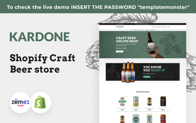 Kardone Craft Beer Brewery Shopify Theme #189940