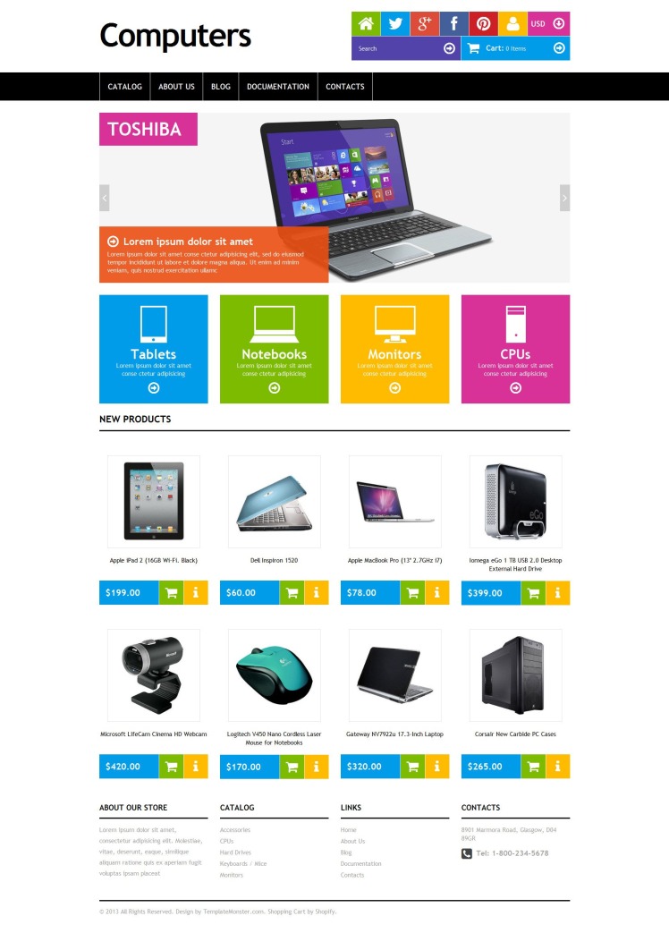 Free Computer Store Responsive Shopify Theme #190214