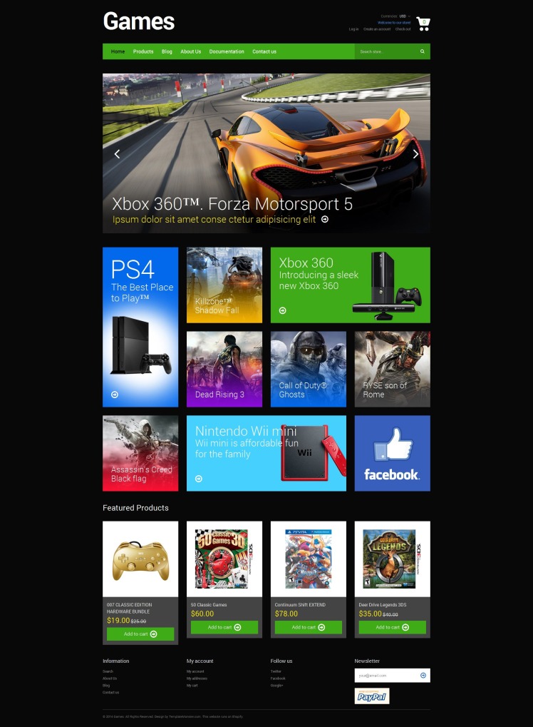 Free Games Responsive Shopify Theme #190232