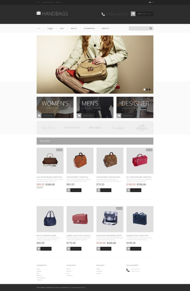 Free Handbag Responsive Shopify Theme #190231
