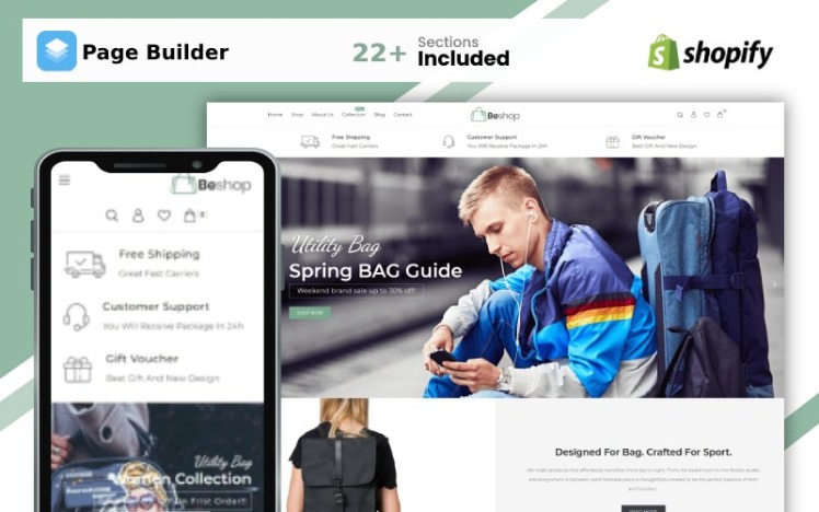 BeShop Bag Fashion Store Minimal Boostrap Shopify Theme #191460