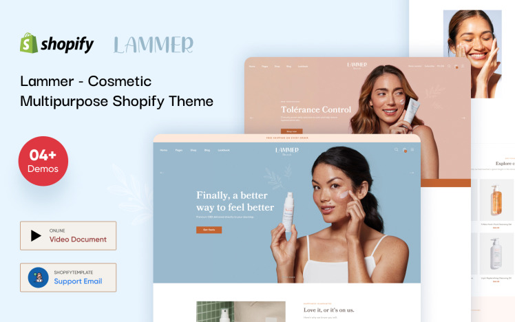 Lammer Cosmetic Multipurpose Shopify Theme #195765