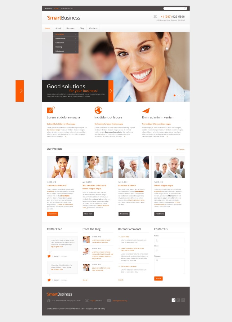 Free Responsive WordPress Website for Business & Services #196086