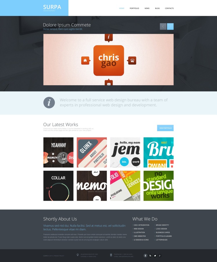 Free Design Studio Responsive WordPress Layout & Website Template #196652
