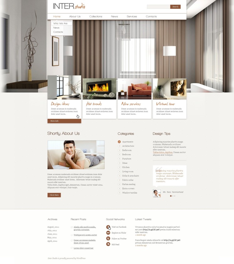 Free Indoor Design WordPress Website Template #197072