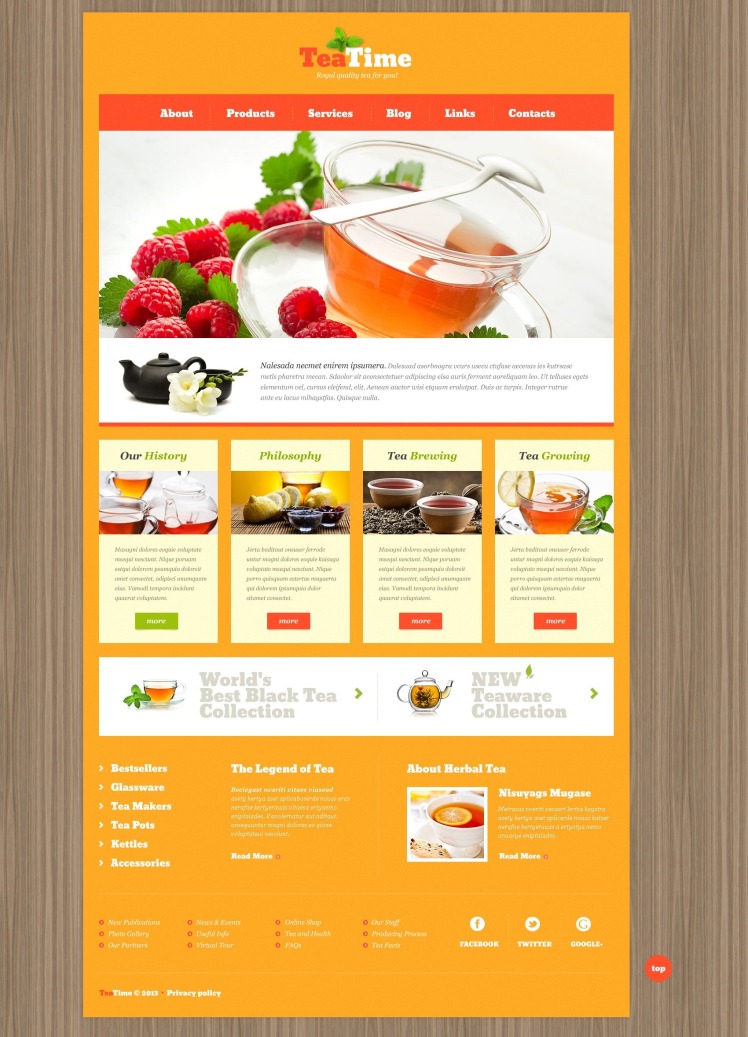 Tea Shop Templete Free Skeuomorphism Tea Shop WordPress Template #199017