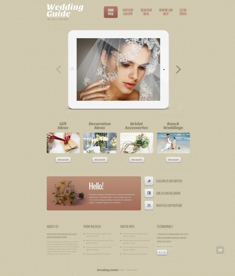 Free Responsive WordPress Template Wedding Planner Site #199110