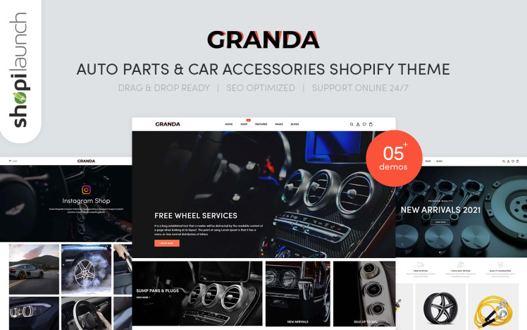 Granda Auto Parts And Car Accessories Shopify Theme #207365