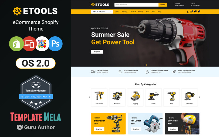 Etools Power and Hand Tools Shopify Theme #207772