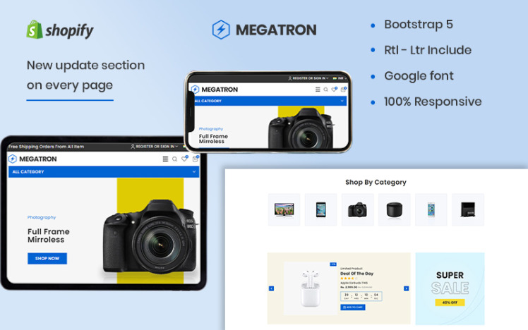 Megatrone The Electronics Gadgets Premium Shopify Theme #209879