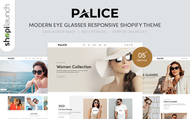 Palice Modern Eye Glasses Responsive Shopify Theme #215462