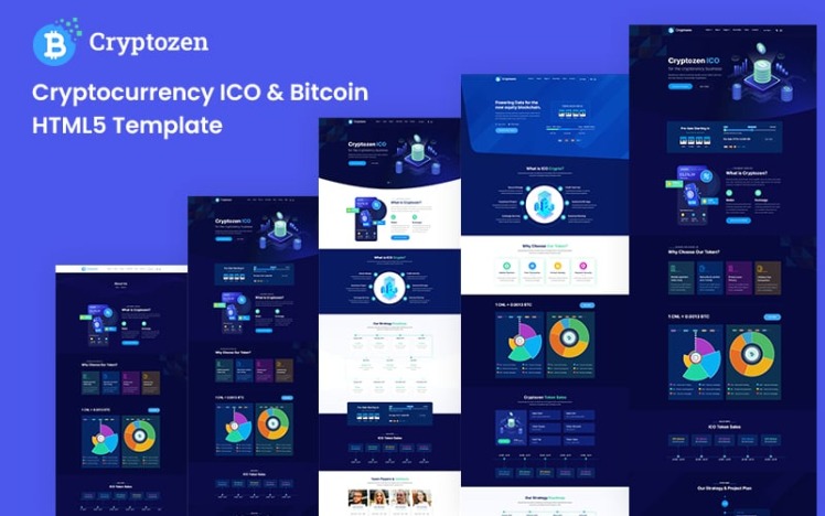 Cryptocurrency ICO & Bitcoin HTML5 Website template #217796