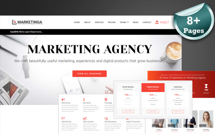 Marketing Agency & Business Services Website Template #222055