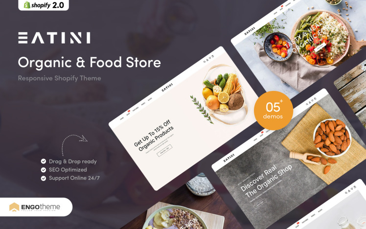 Eatini Organic Food Store Shopify Theme #225100