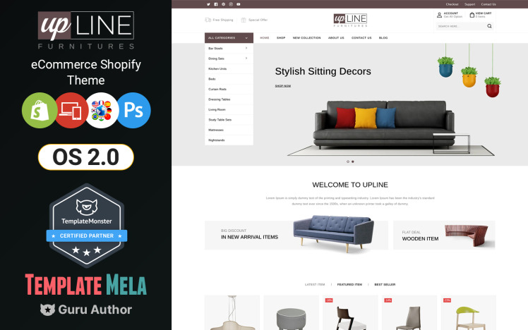Upline Furniture Online Store Shopify Theme #227702