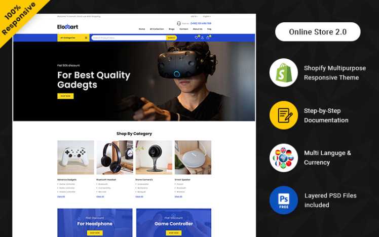 Elomart Electronics and Gadgets Shopify Responsive Theme #230897