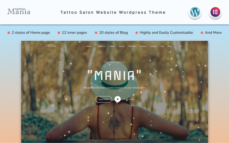 Mania Tattoo Salon Website Wordpress Theme