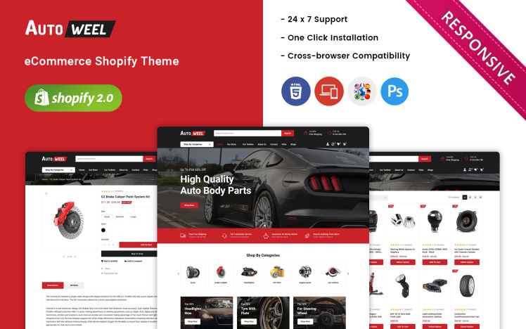 Autoweel Auto Parts Car Accessories Shopify Theme #243255