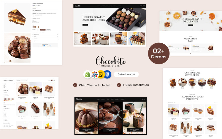 Chocobites Chocolate Sweets Bakery and Cake Shopify Responsive Website Template