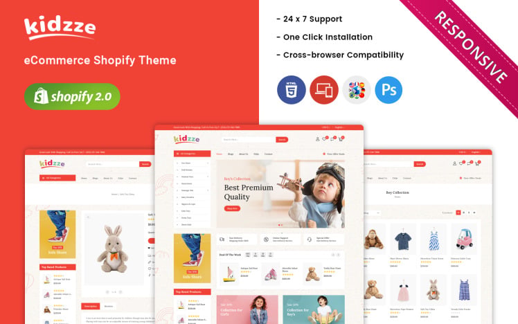 Kidzze Kids Clothing Toys Store Shopify Theme #243961