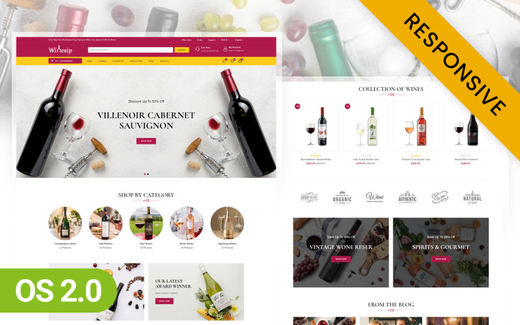 Winesip Wine Store Shopify Responsive Theme #244084