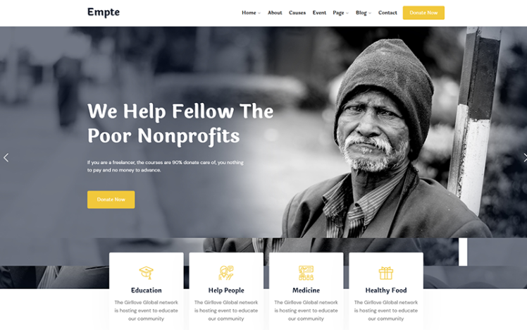 Empte Poor Nonprofit and Charity WordPress Theme