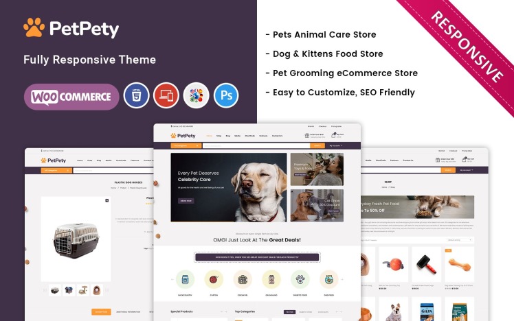 Petpety Pet Shop Pet Accessories Responsive WooCommerce Theme