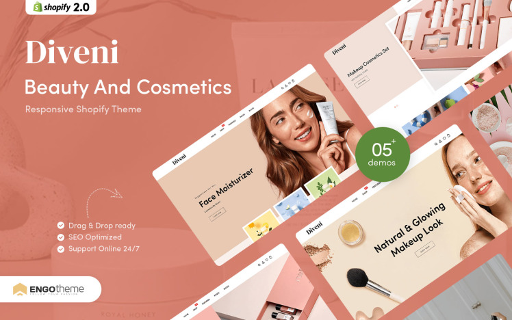Diveni Beauty And Cosmetics Responsive Shopify Theme