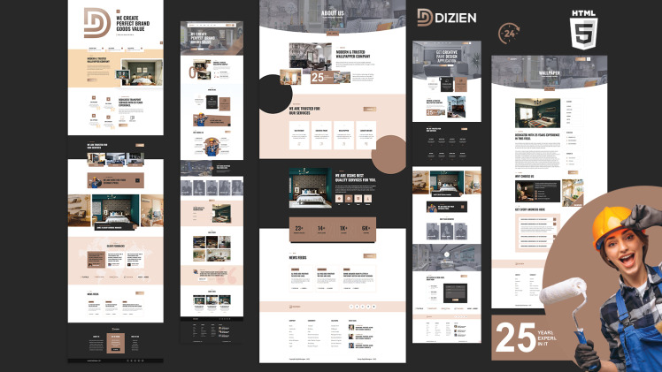 Dizien Elegant Interior Design HTML5 Website Template #251230
