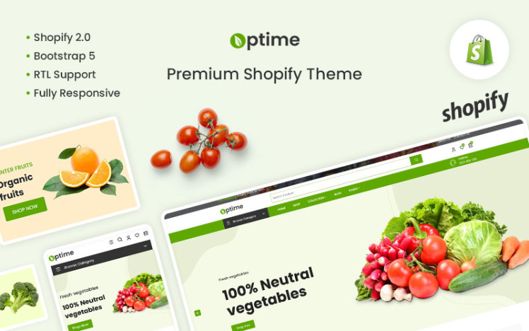 Optime The Vegetables Supermarket Fruit Premium Shopify Theme