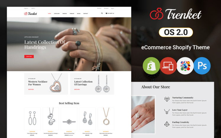Trenket Jewelry and Fashion Accessories Store Shopify Theme #255627