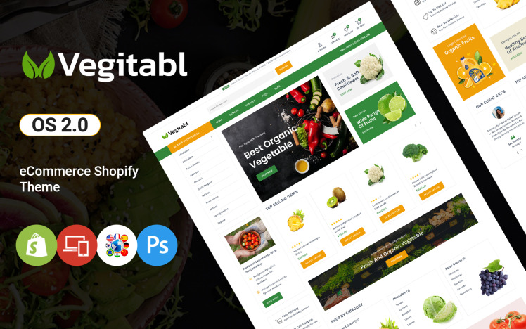 Vegitabl Organic Food Fruits and Vegetable Store Shopify Theme #255820