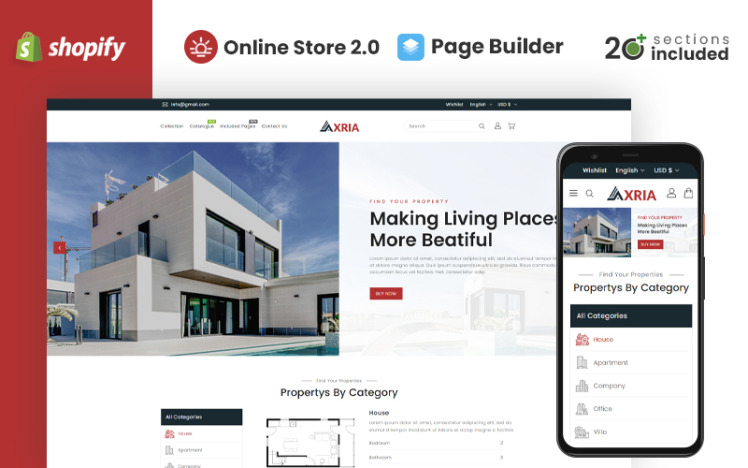 Axria Real Estate Agency Shopify Theme #258238