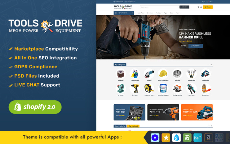 Tools Drive Equipment Store A Powerful Shopify Responsive Theme #258383