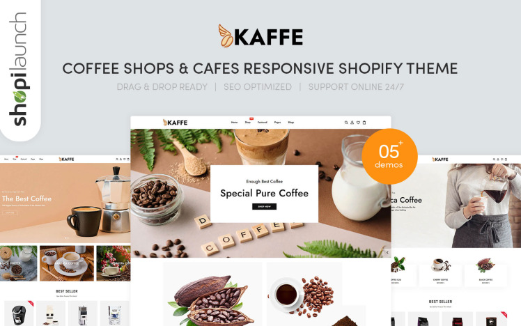 Kaffe Coffee Shops Cafes Shopify Theme #258987