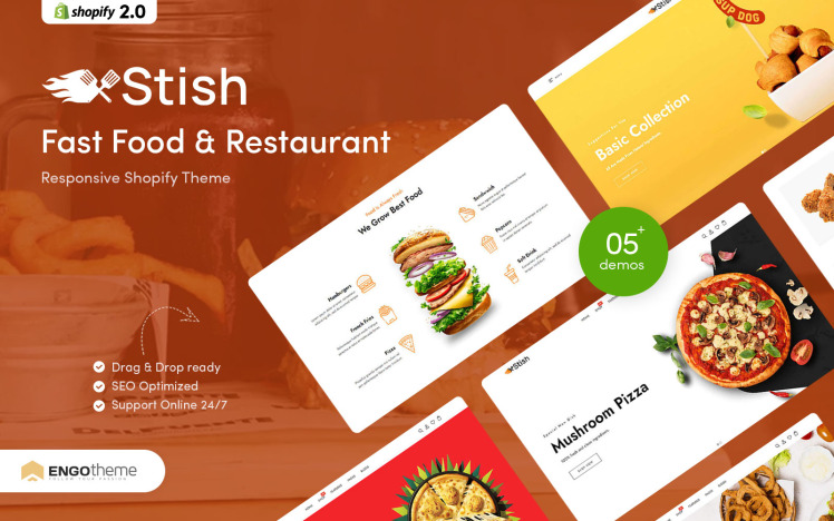 Stish Fast Food Restaurant Responsive Shopify Theme #259623