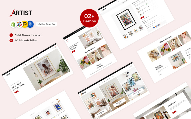 Artist Art Gallery Painting Multipurpose eCommerce Responsive Shopify Theme #260273