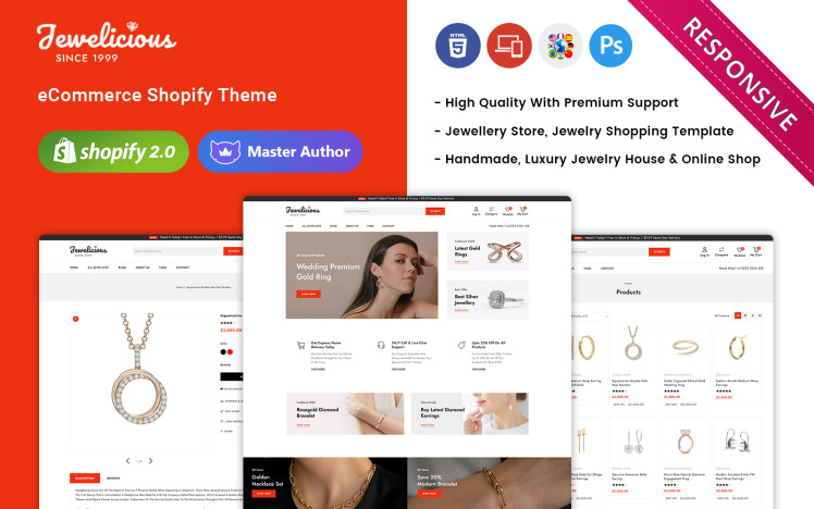 Jewelicious Modern jewelry Store Shopify Responsive Theme #260714