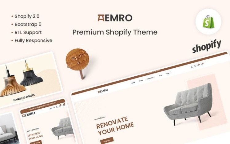 Amero The Furniture Wooden Interior Premium Shopify Theme