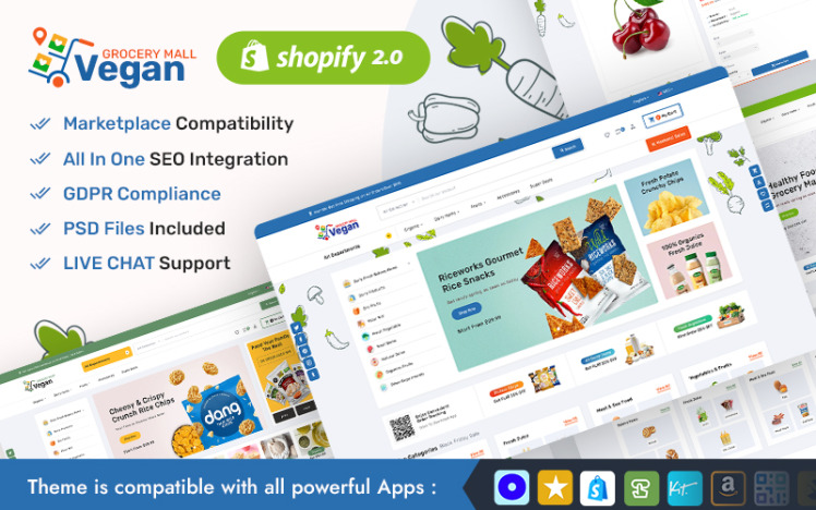 Vegan Grocery Organics Store Best of Shopify Multipurpose Theme #268568